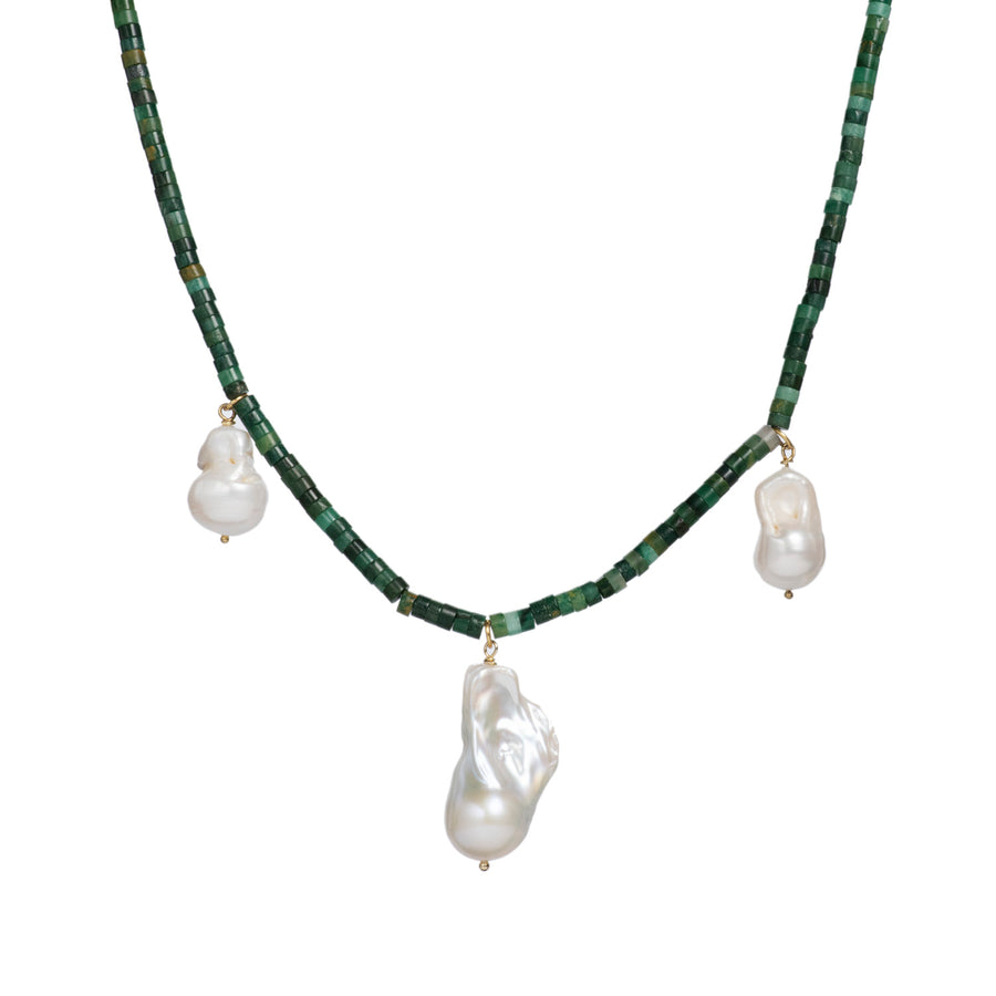 Beaded Triple Baroque Pearl Necklace