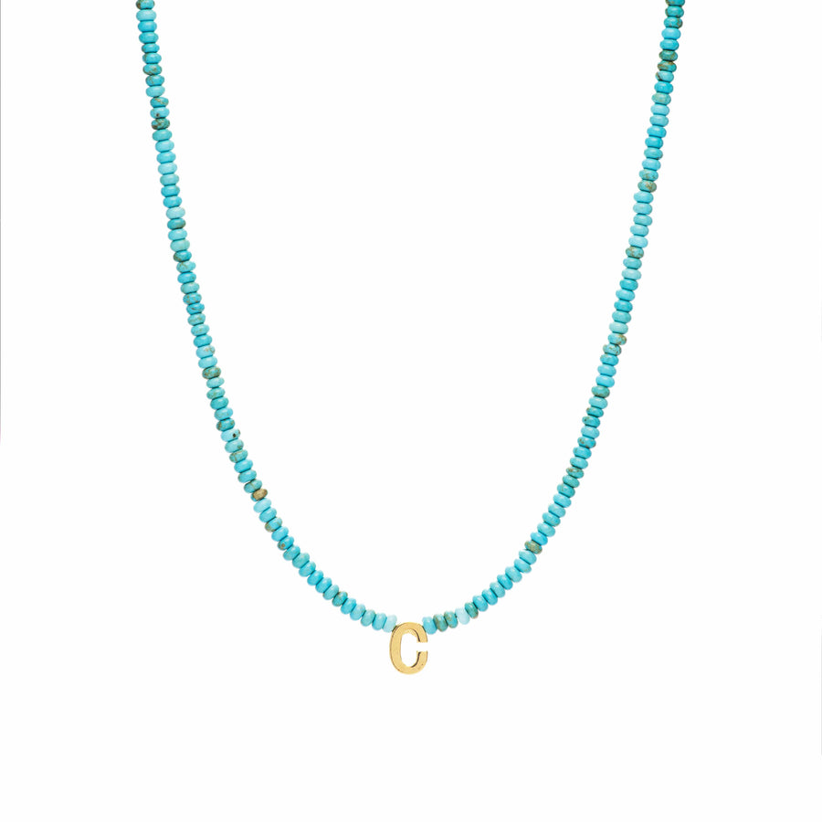 Initial Turquoise Beaded Necklace