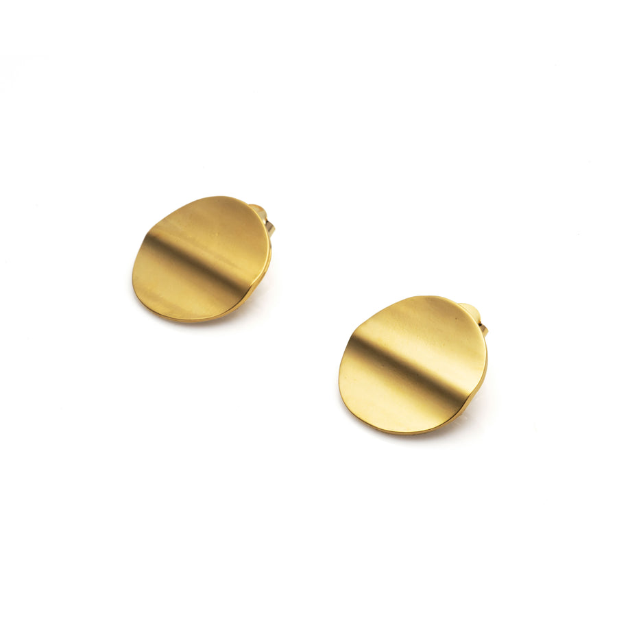 Gold Flat Circle Statement Earrings