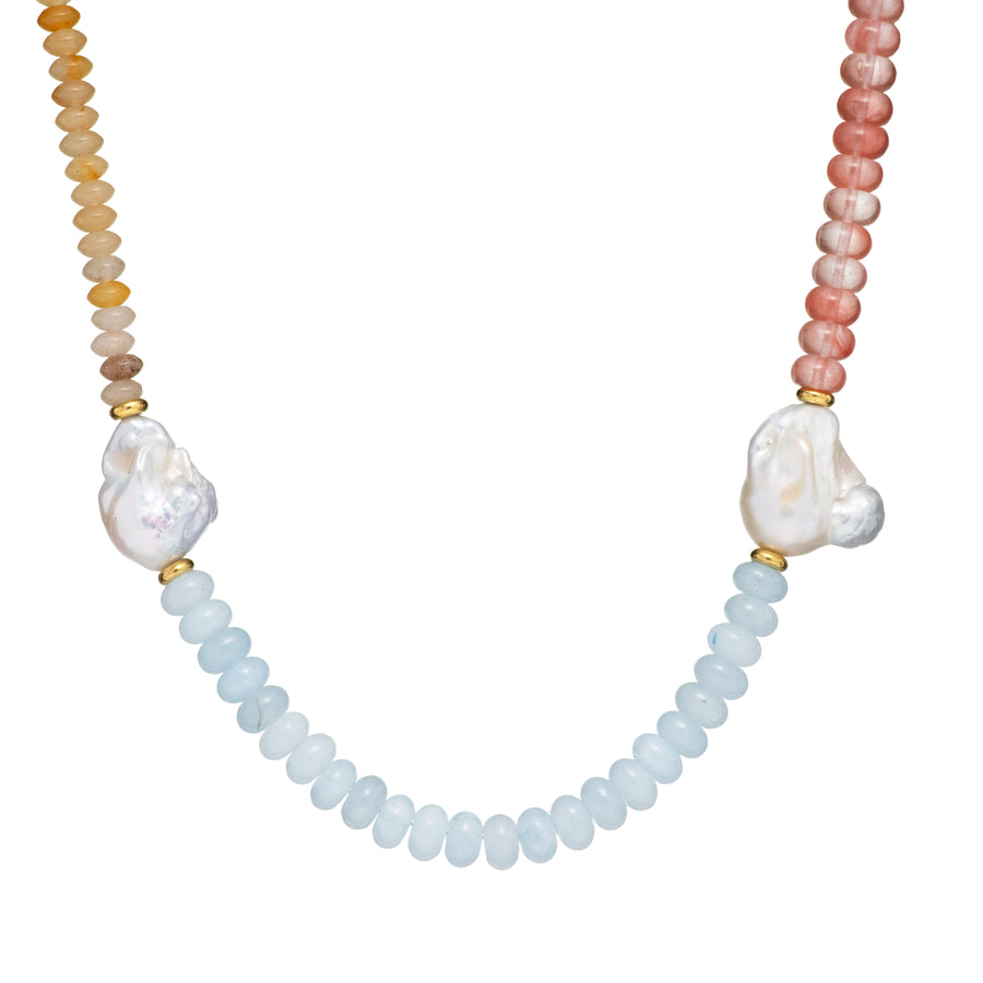 Multi Stone Baroque Pearl Necklace