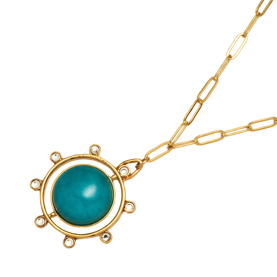 Turquoise Compass Pendant Necklace