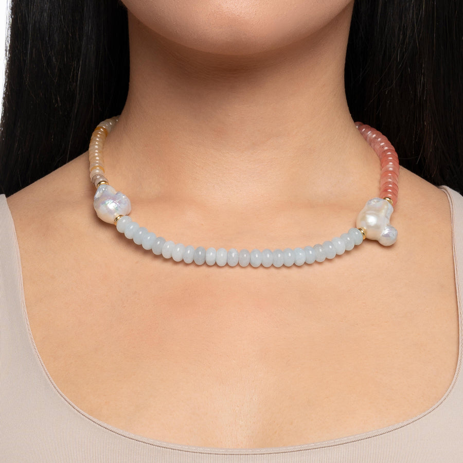 Multi Stone Baroque Pearl Necklace