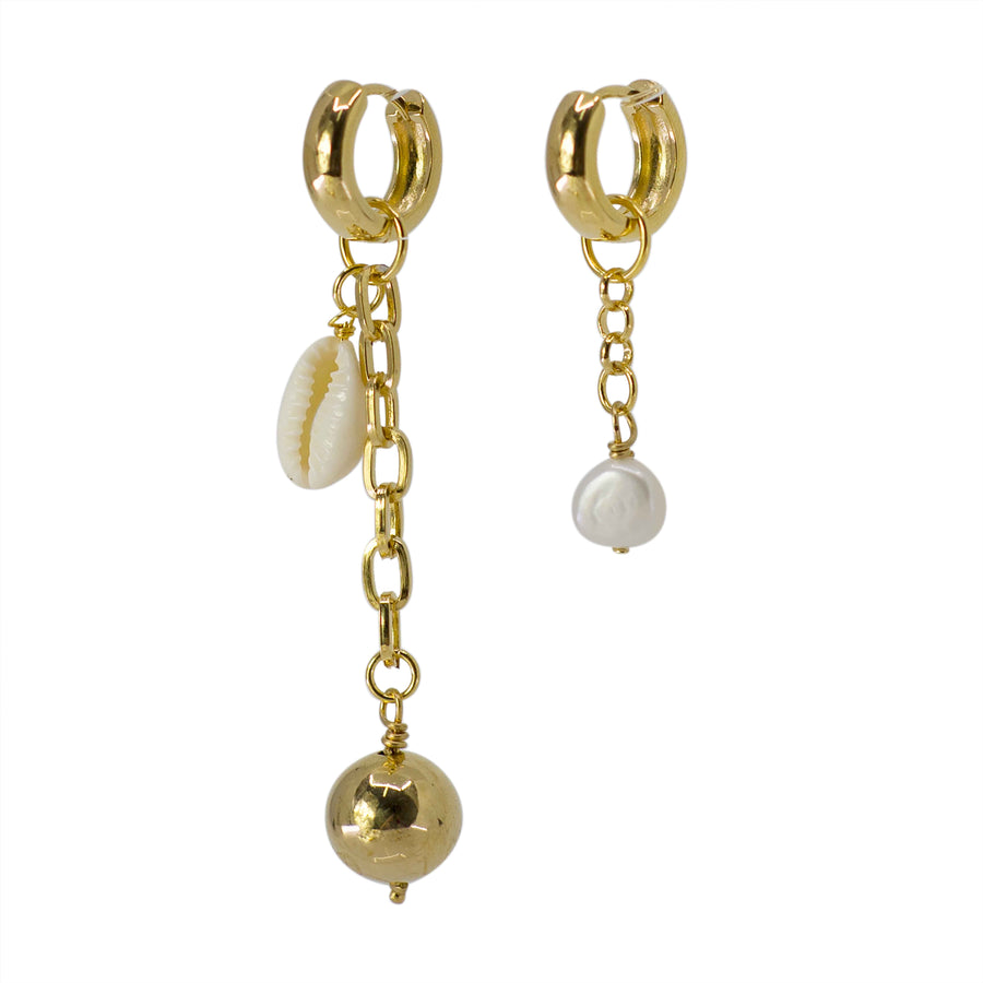 Assymetrical Chain Charm Earrings