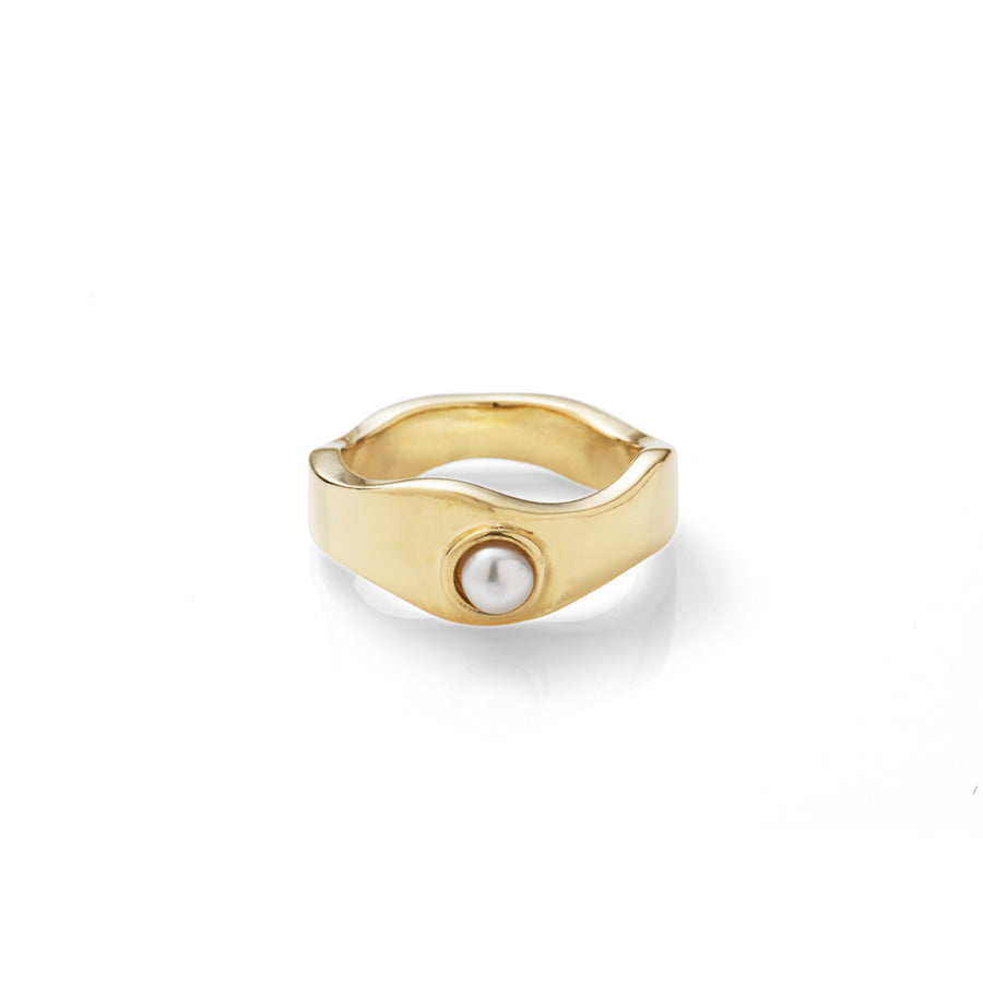 Hammered Pearl Stacker Ring