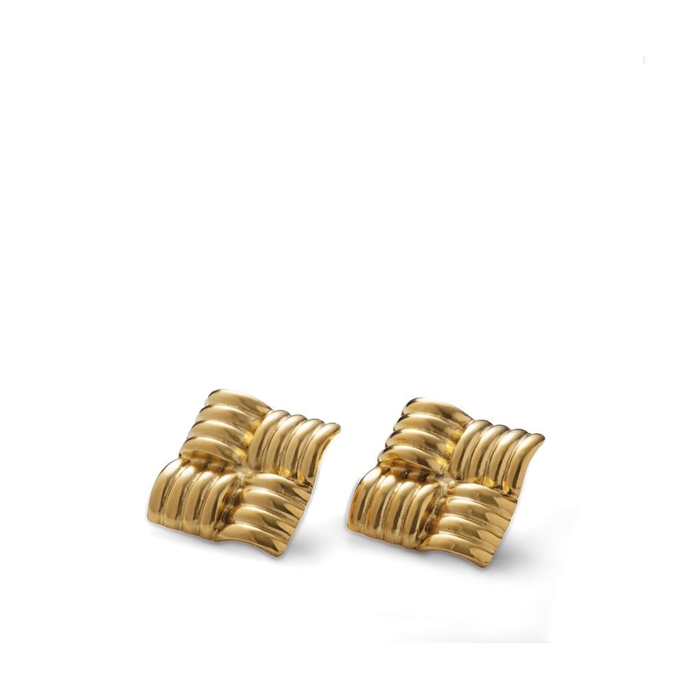 Small Square Post Earrings with 14K Gold Dot - E1506 E1506KS