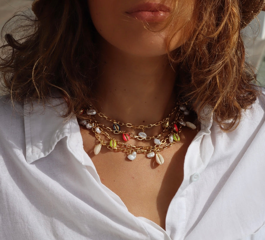 Enamel Shell Paperclip Necklace