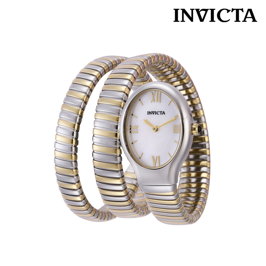 Invicta Two Tone Wrap Watch with Black Mother of Pearl Dial by MAYAMAR