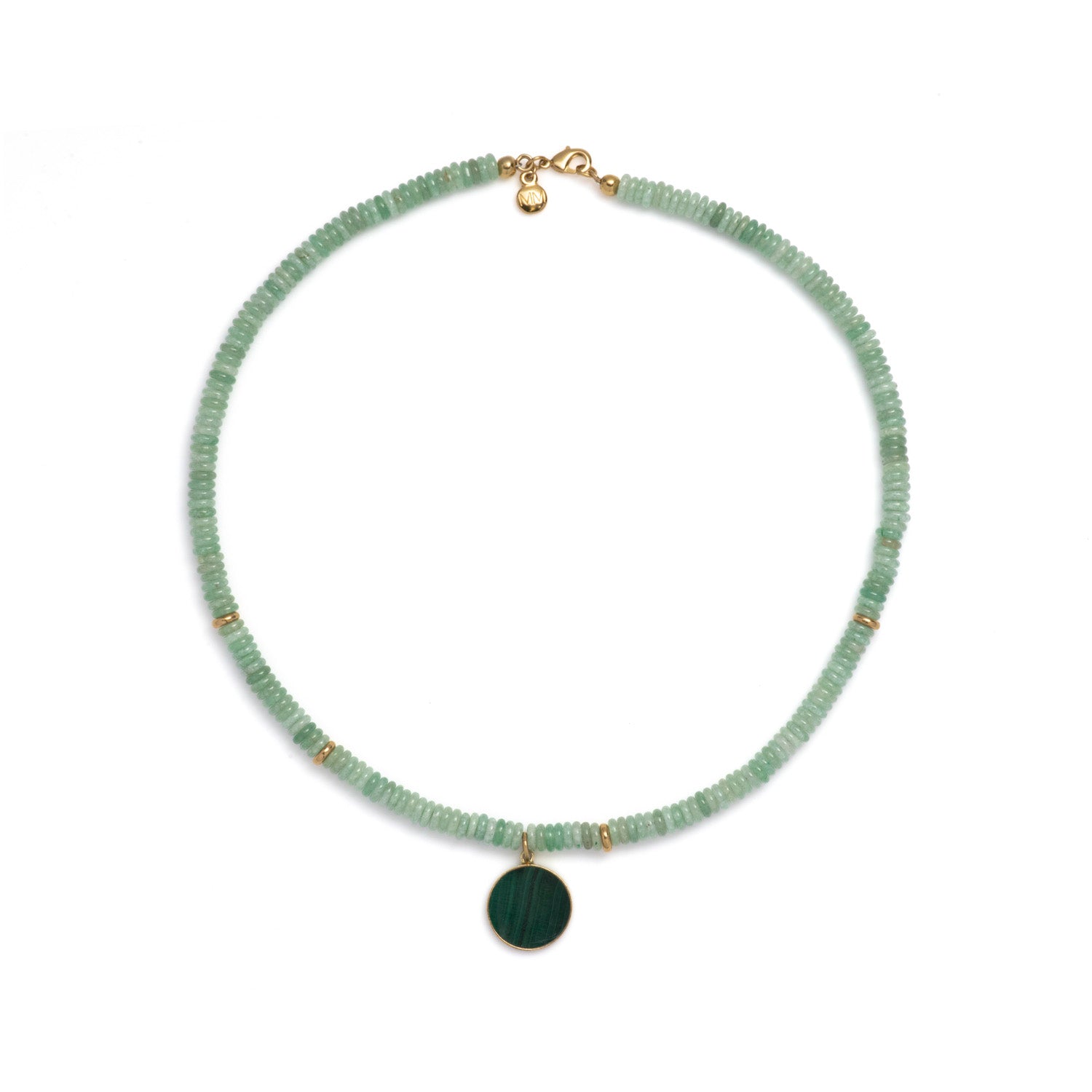 Beaded Jade Malachite Pendant Necklace