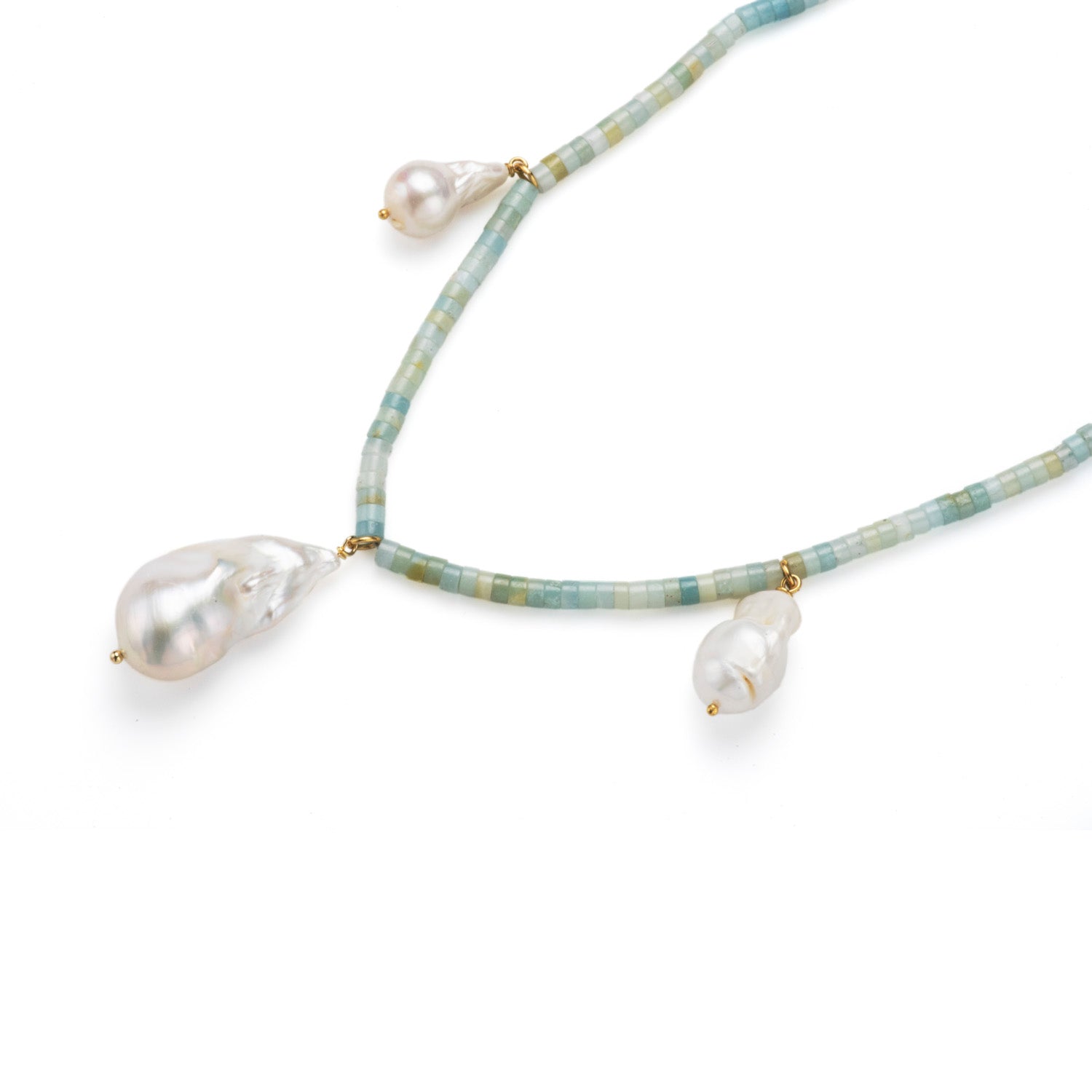 Beaded Triple Baroque Pearl Necklace