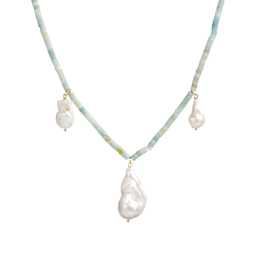 Beaded Triple Baroque Pearl Necklace