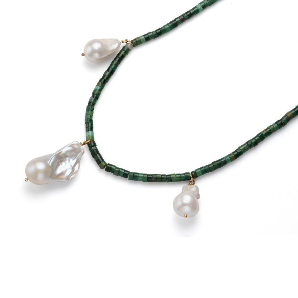 Beaded Triple Baroque Pearl Necklace