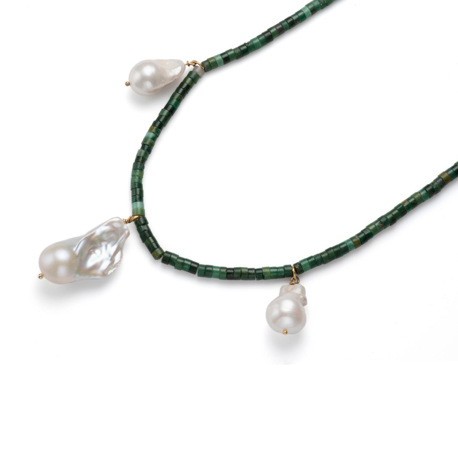 Beaded Triple Baroque Pearl Necklace