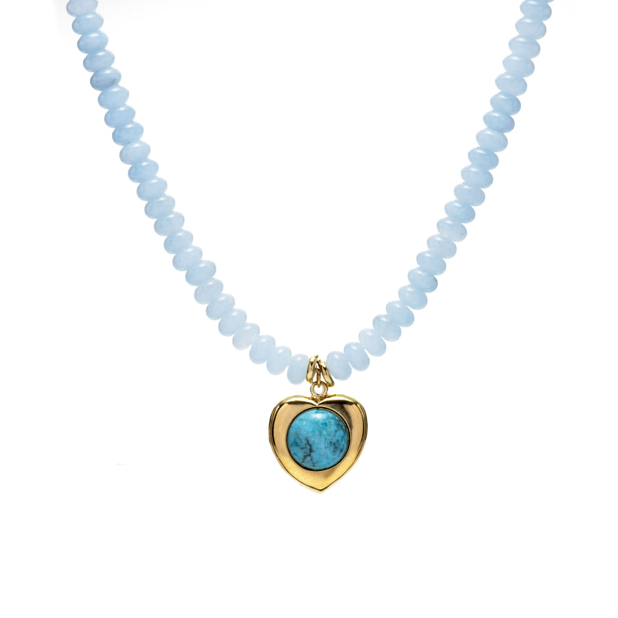 Beaded Turquoise Heart Necklace