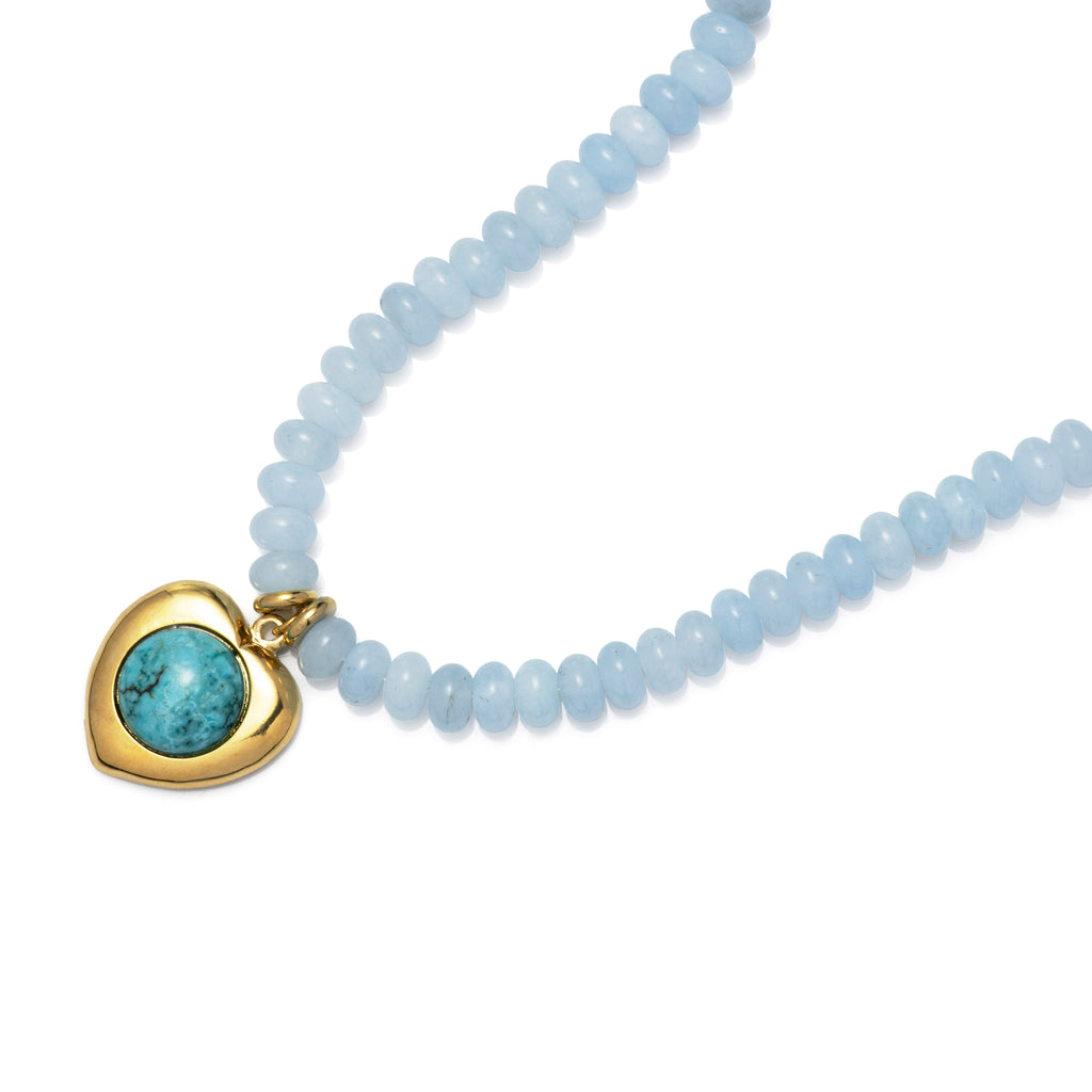 Beaded Turquoise Heart Necklace