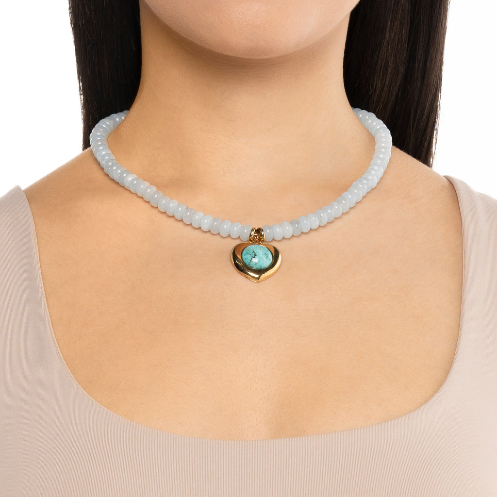 Beaded Turquoise Heart Necklace