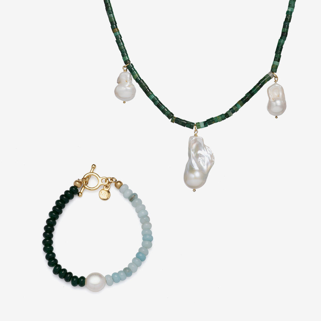 Jade and Amazonite Pearl Set