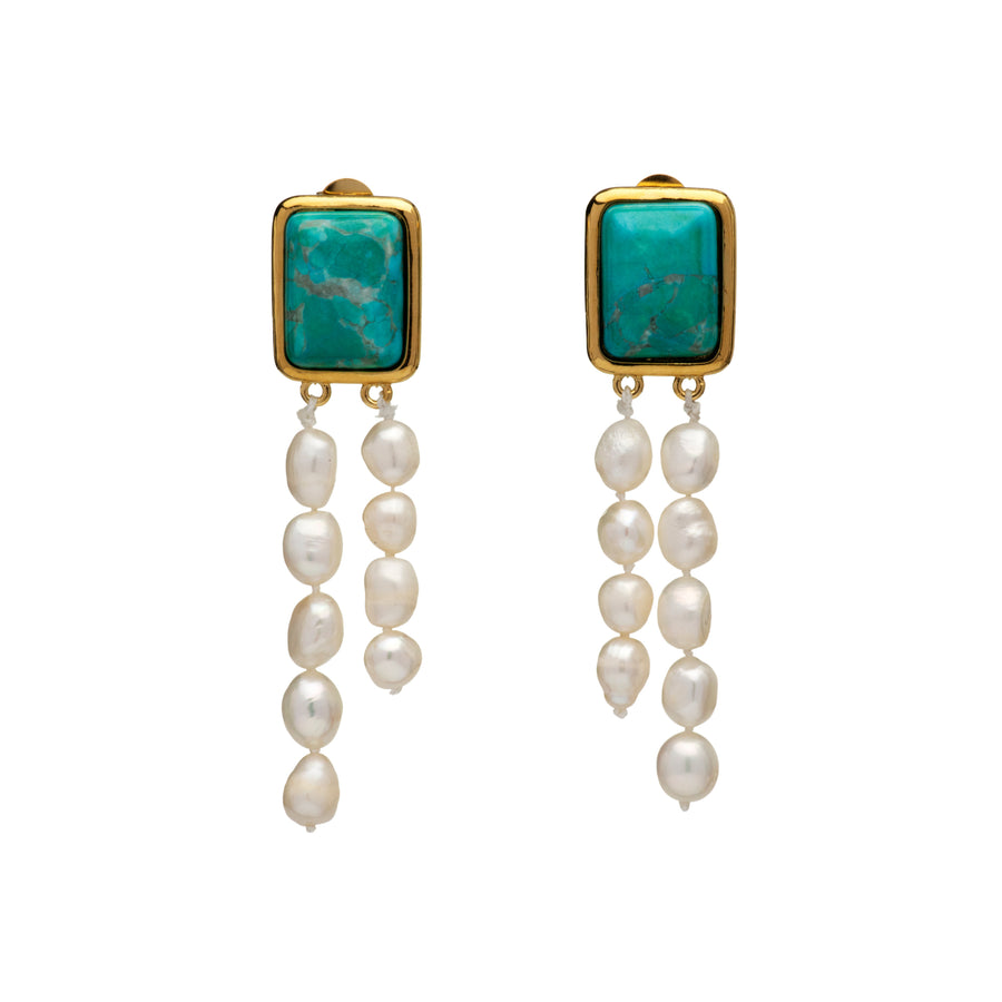 Turquoise Pearl Drop Earrings