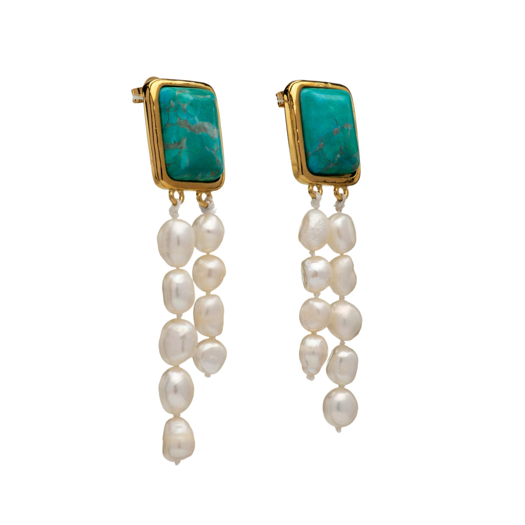 Turquoise Pearl Drop Earrings