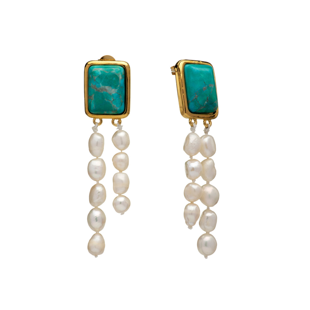 Turquoise Pearl Drop Earrings