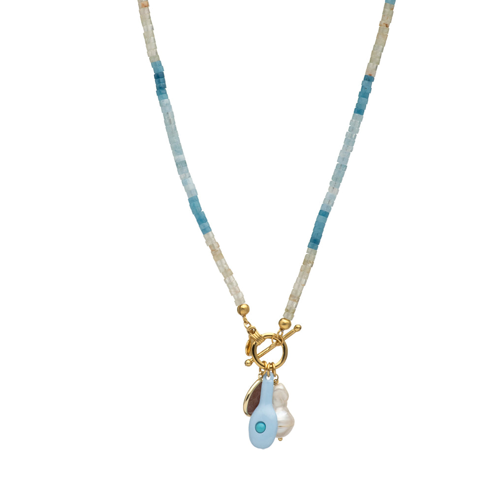 Multi Stone Beaded Charm Necklace