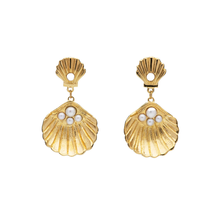 Seashell Pearl Earrings