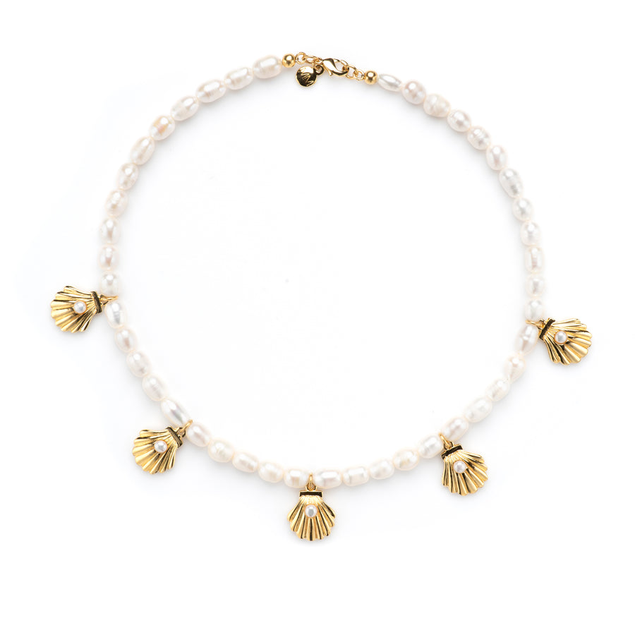 Pearl Seashell Charm Necklace