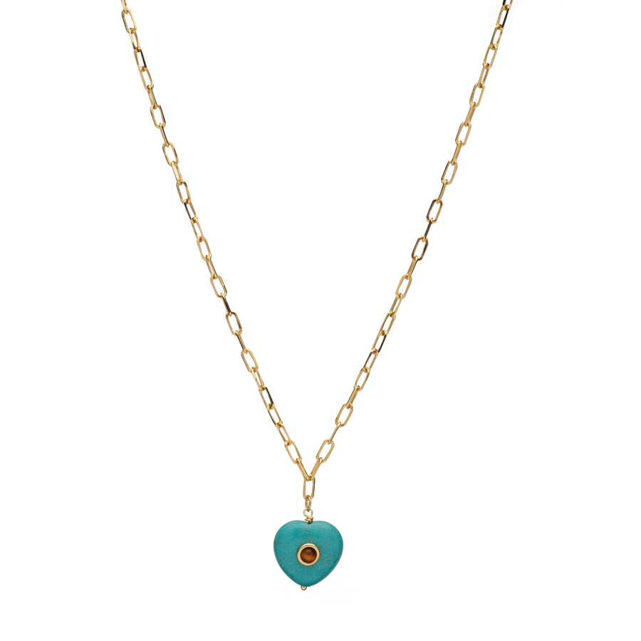 Paperclip Turquoise Stone Heart Necklace