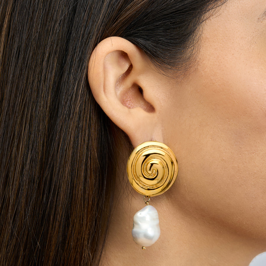 Spiral Pearl Earrings