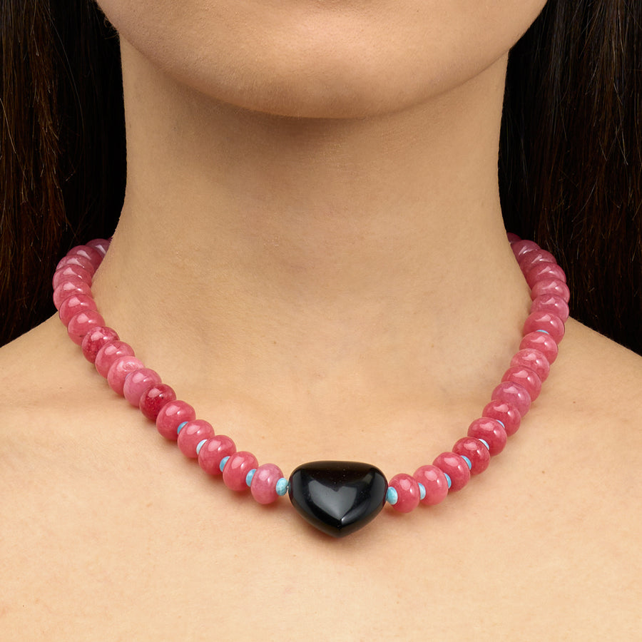 Onyx Heart Beaded Necklace