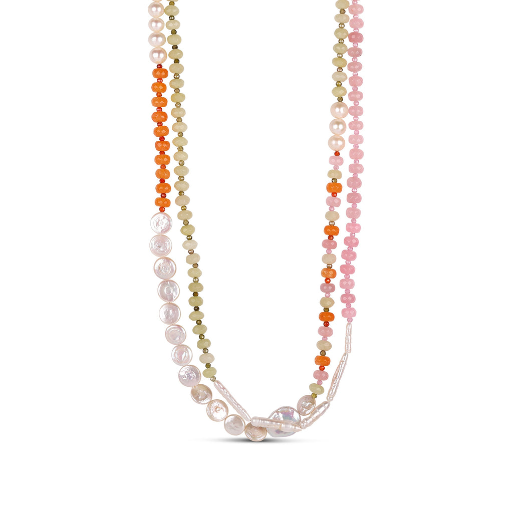 Beaded Wrap Necklace Pink