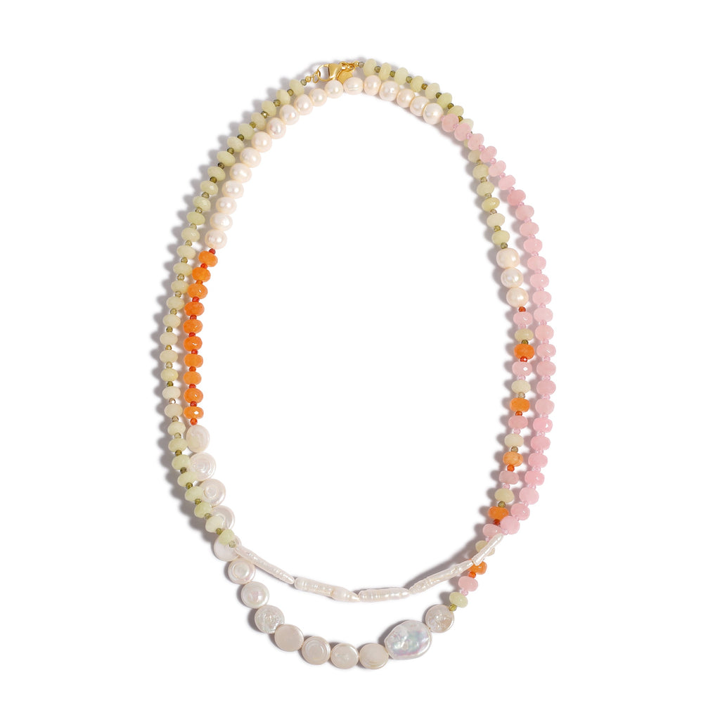 Beaded Wrap Necklace Pink