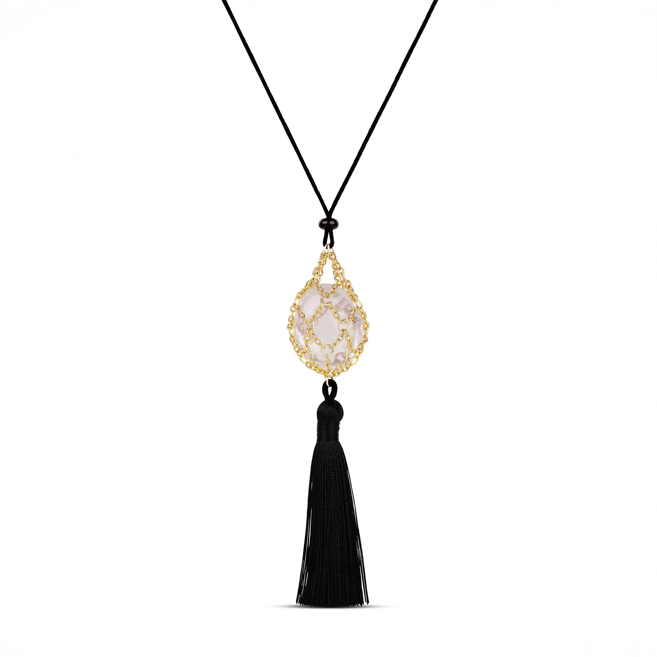 Crystal Net Tassel Necklace Gold – MAYAMAR