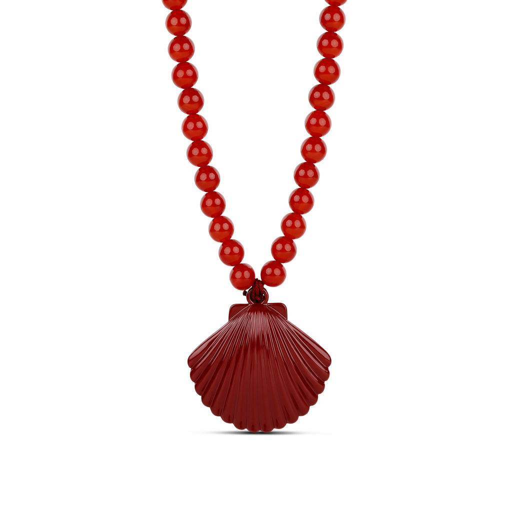 Wine Beaded Shell Necklace