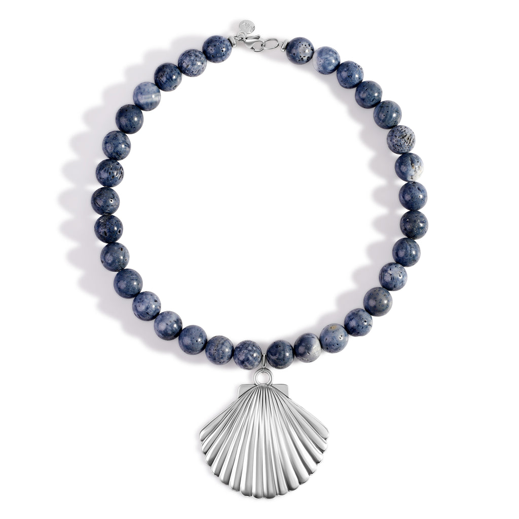 Azure Beaded Shell Necklace