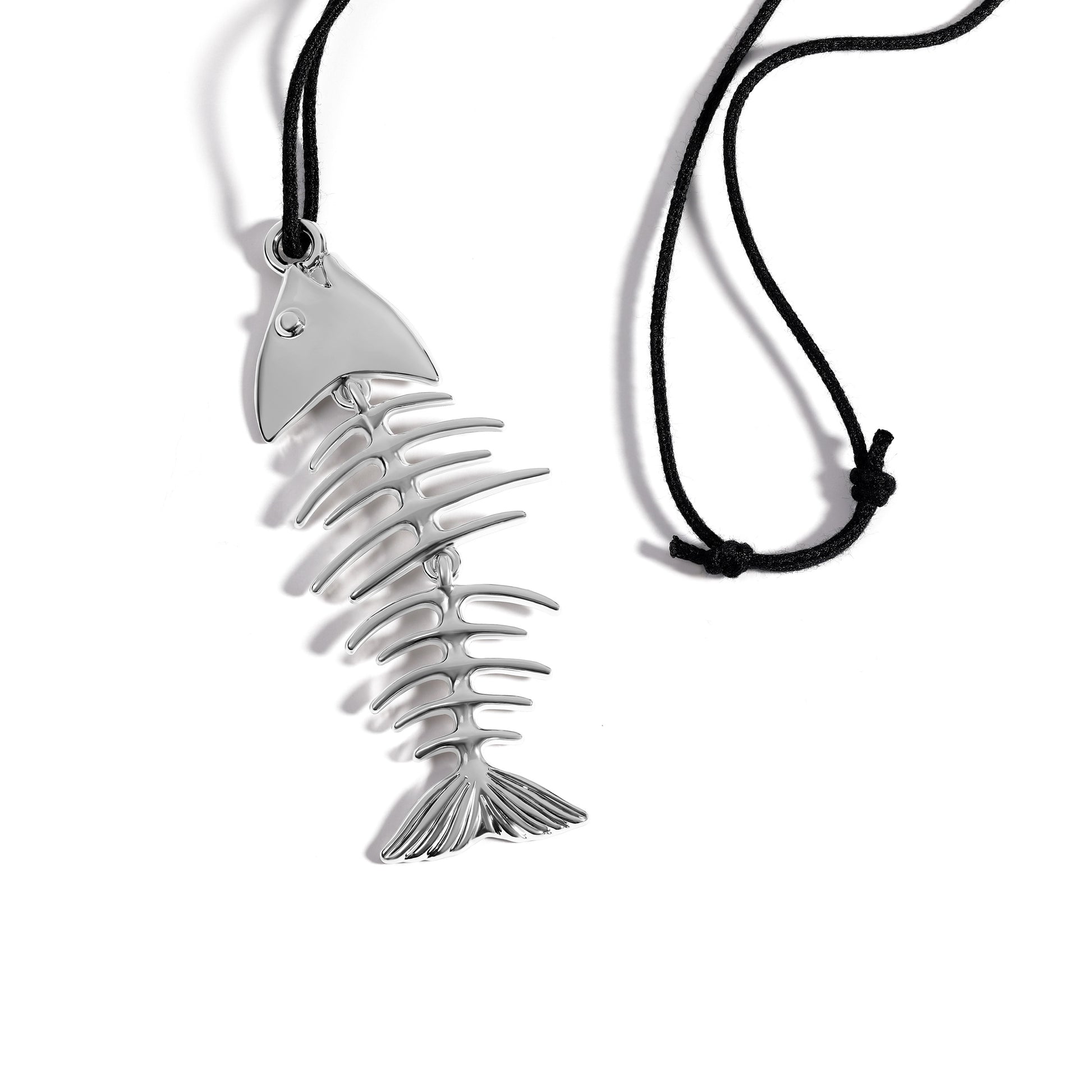 Lucky Fishbone Adjustable Necklace in Silver