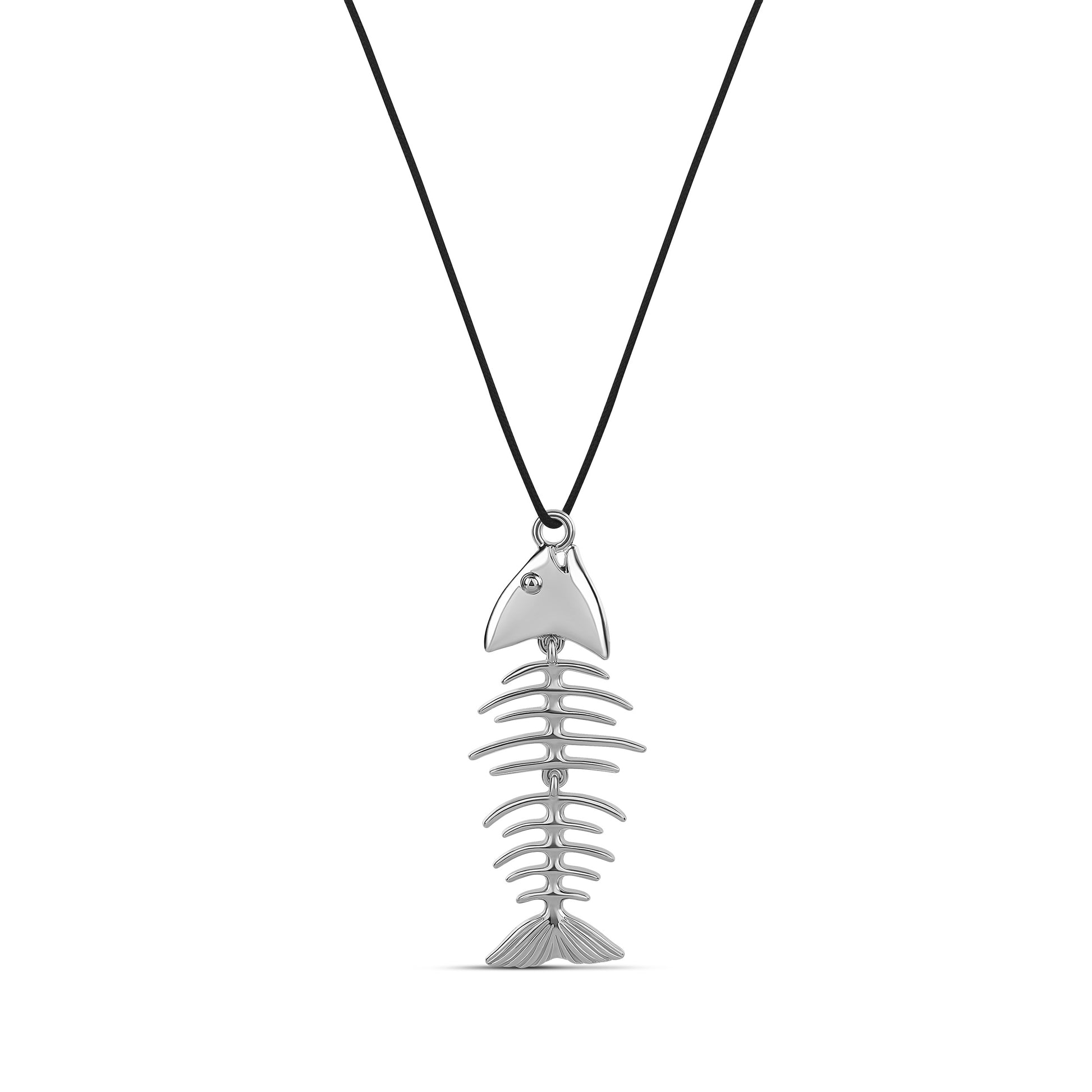 Lucky Fishbone Adjustable Necklace in Silver