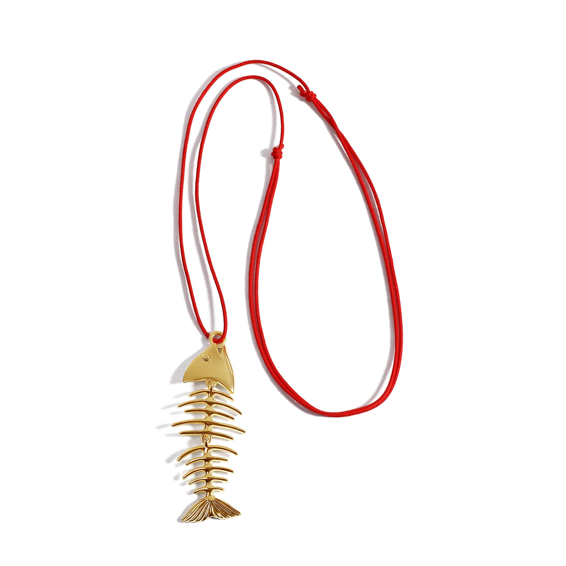 Lucky Fishbone Adjustable Necklace in Gold