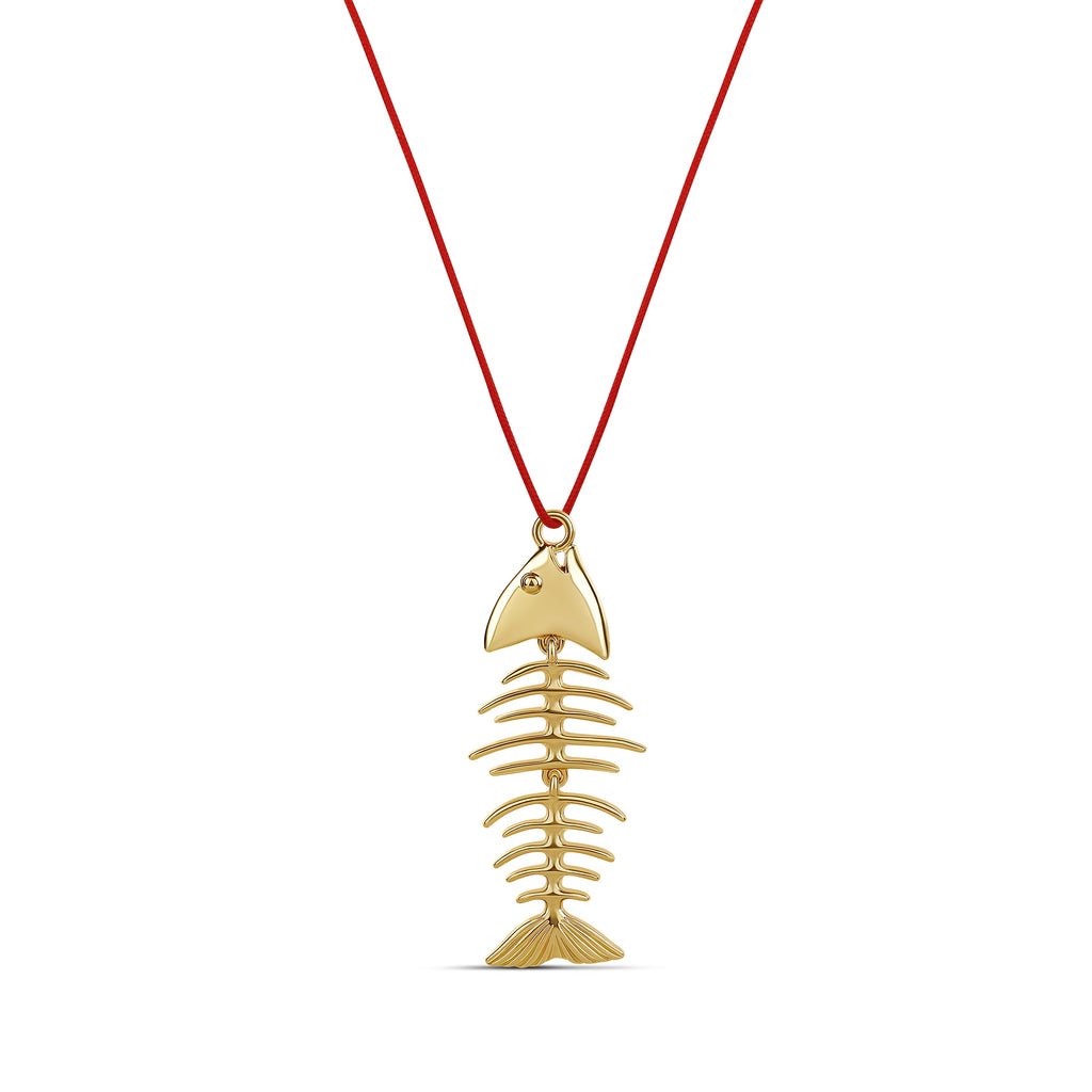 Lucky Fishbone Adjustable Necklace in Gold