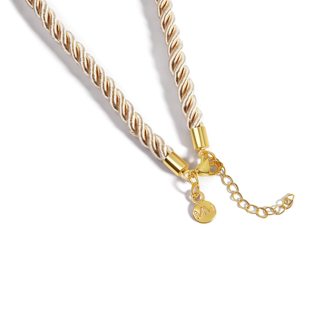 Twisted Satin Rope Necklace in White