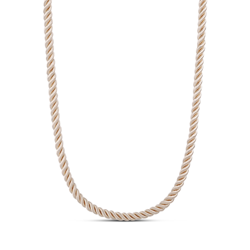 Twisted Satin Rope Necklace in White