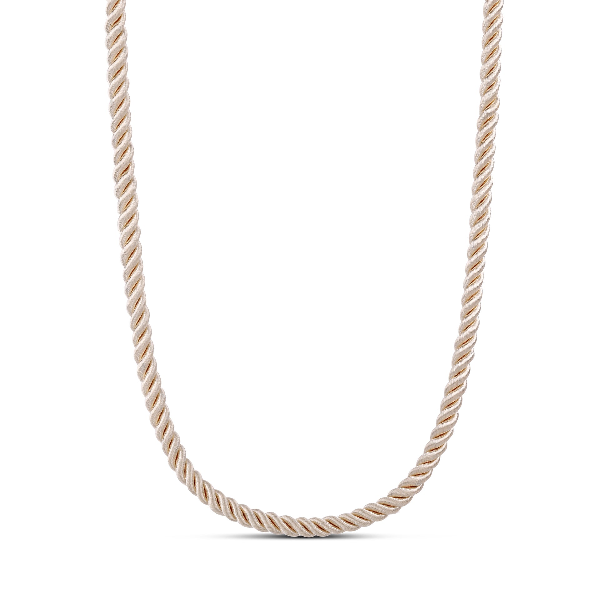 Twisted Satin Rope Necklace in White