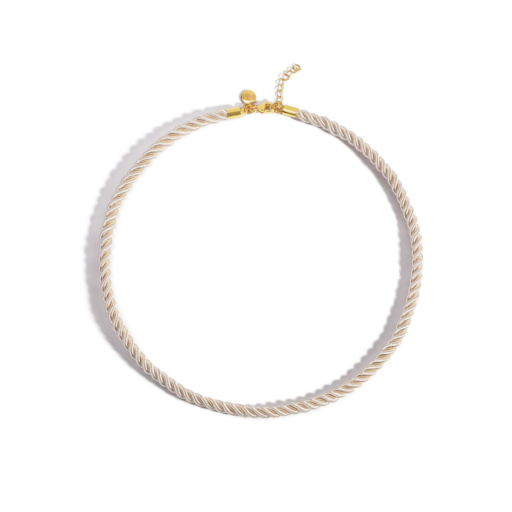 Twisted Satin Rope Necklace in White