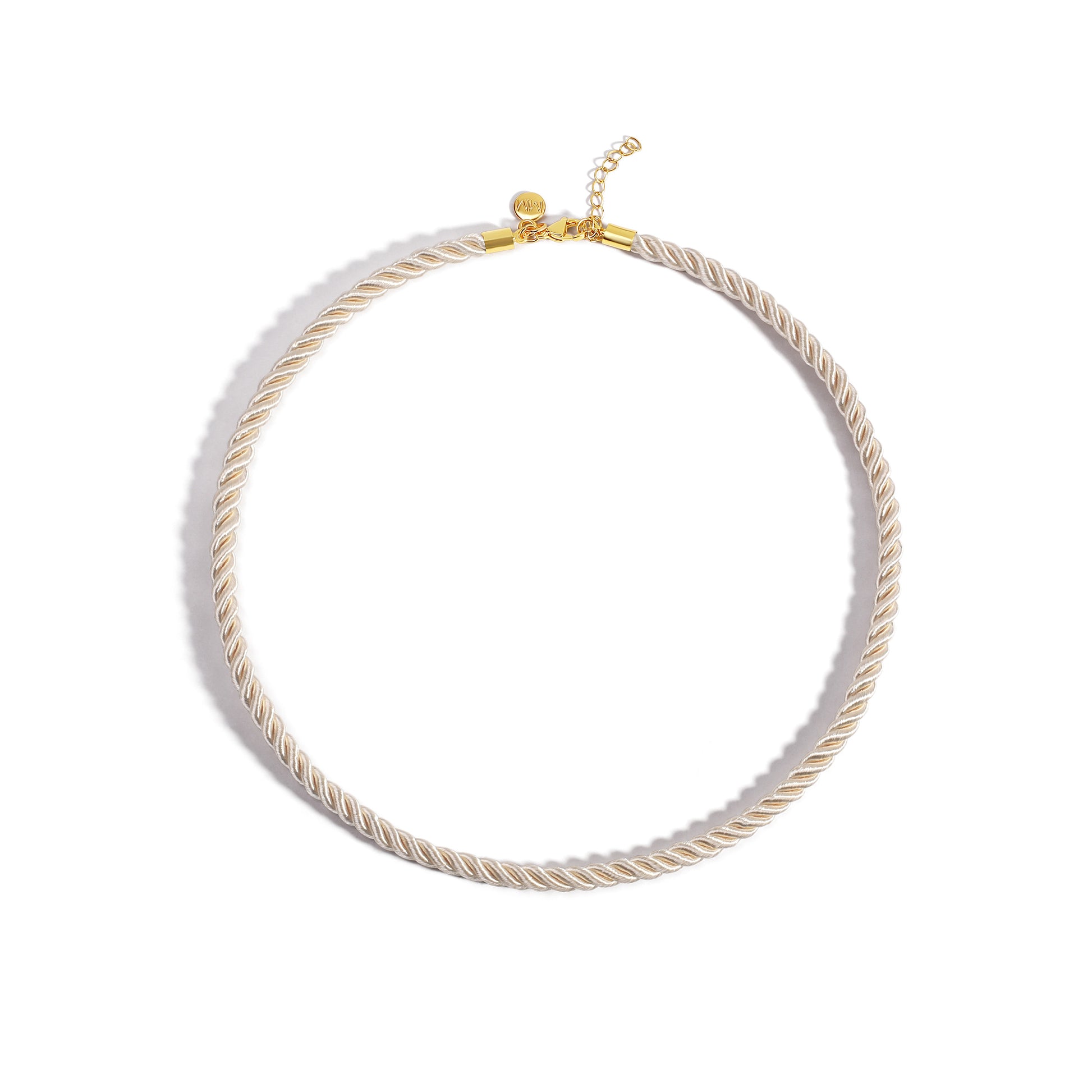 Twisted Satin Rope Necklace in White