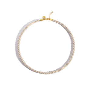 Twisted Satin Rope Necklace in White