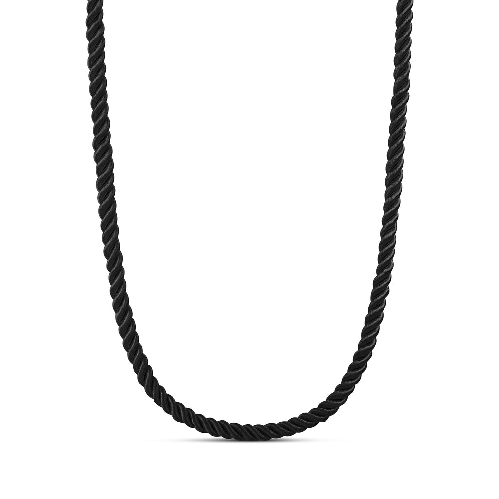 Twisted Satin Rope Necklace in Black