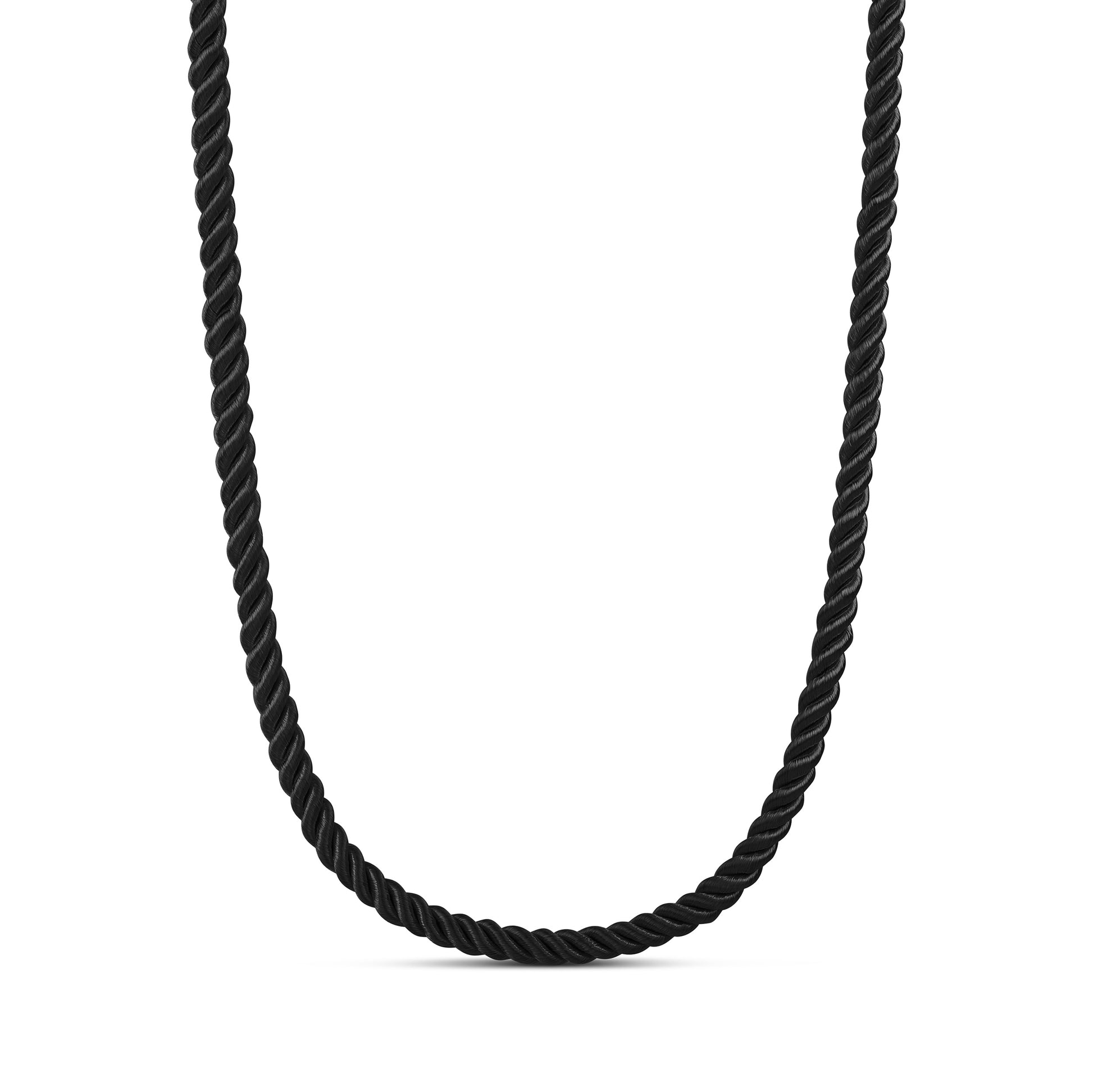 Twisted Satin Rope Necklace in Black