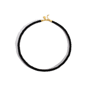 Twisted Satin Rope Necklace in Black