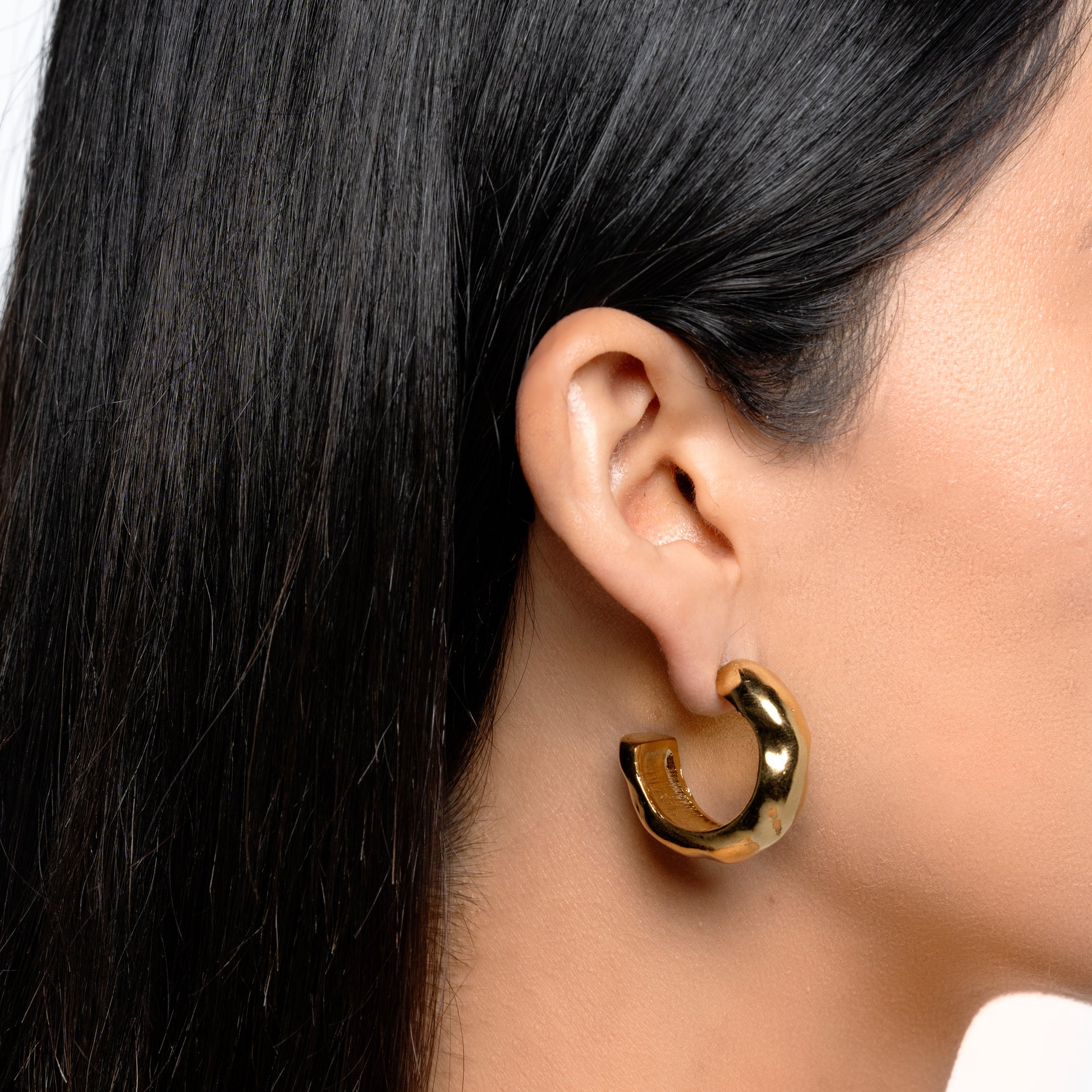Gold Hammered Hoops