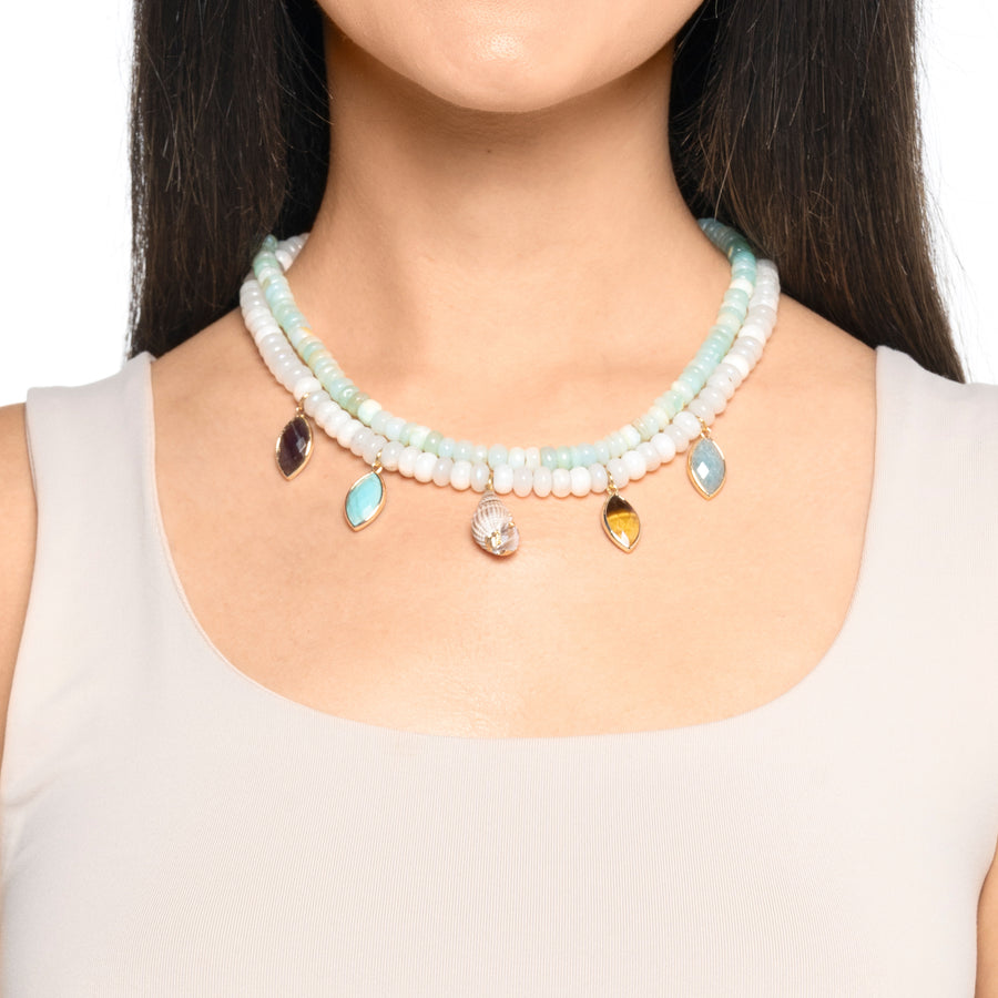 Double Amazonite Beaded Charm Necklace