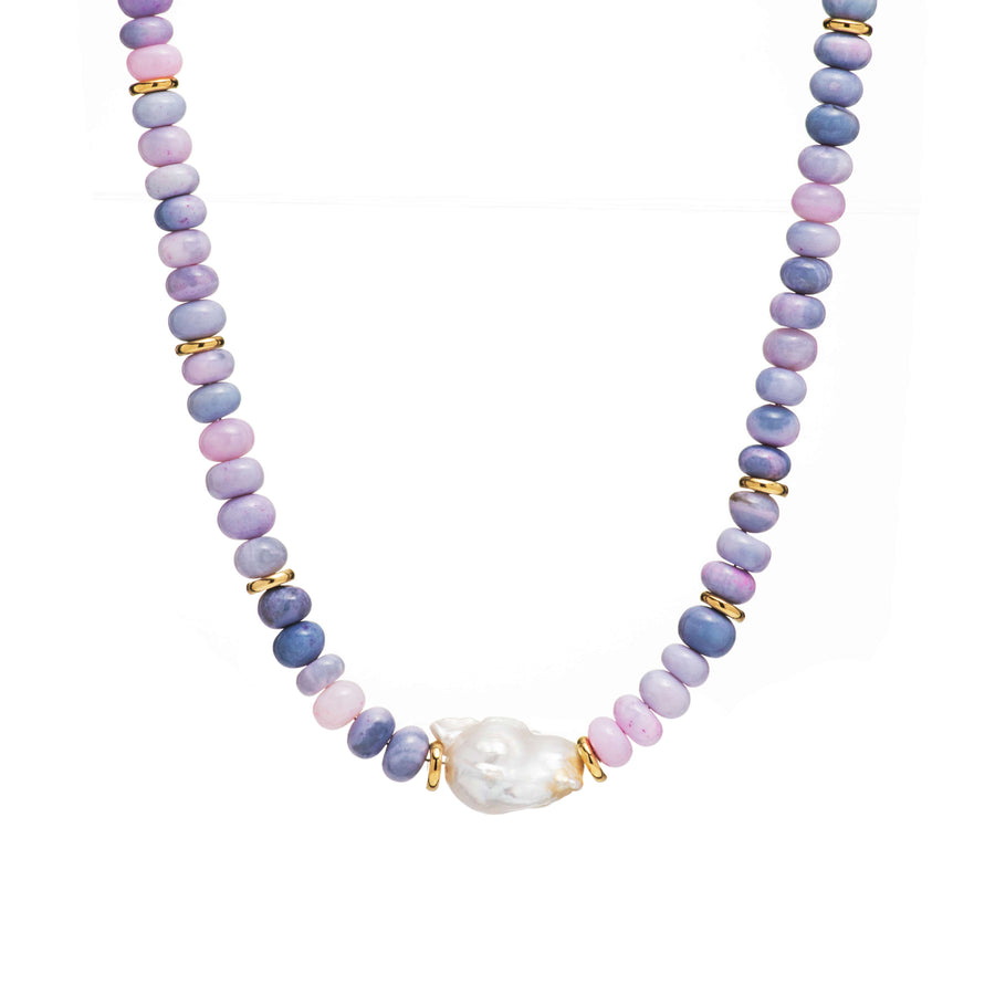 Purple Opal Beaded Baroque Pearl Necklace